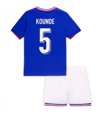 Frankrig Jules Kounde #5 Hjemmebanesæt Børn EM 2024 Kort ærmer (+ korte bukser)